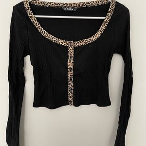 Black and Cheetah Cropped Top